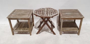 Two two-tier garden tables and one folding garden table (3)