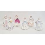 Collection of six Coalport Cries of London figurines to include 'The Flower Seller', 'Oranges and