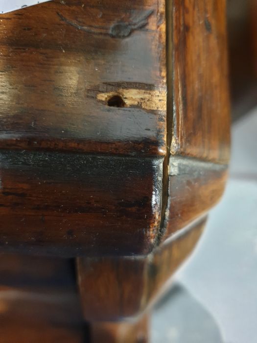 19th century rosewood writing table with three frieze drawers above the lockable front, on turned - Image 3 of 6