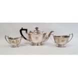 Silver three-piece tea set by Frank Cobb & Co Ltd, Sheffield 1939, comprising teapot, two-handled