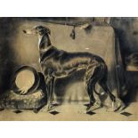 British School - late 19th/early 20th century Chalk and pastel Greyhound after Landseer signed