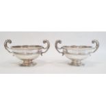 Pair of Edwardian two-handled pedestal silver bowls by A & J Zimmerman Ltd, Birmingham 1902, each of