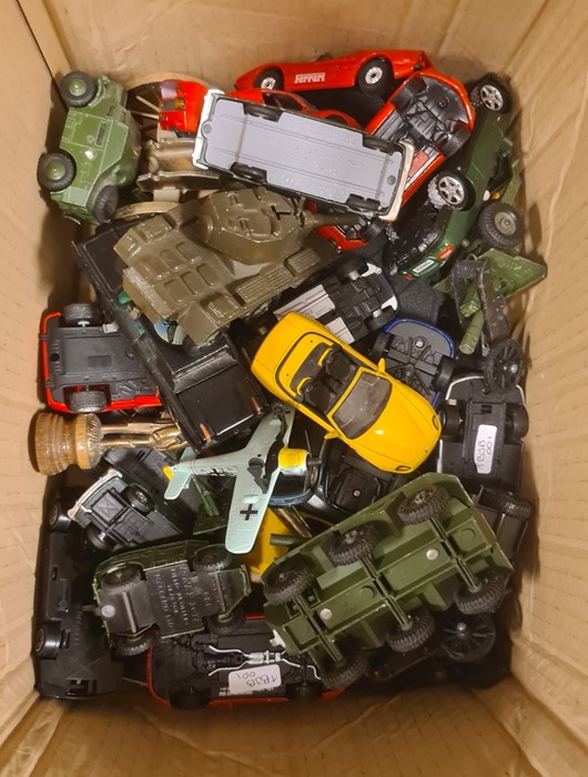 Matchbox carry case, various model vehicles and a box of loose model vehicles to include tanks - Image 2 of 2