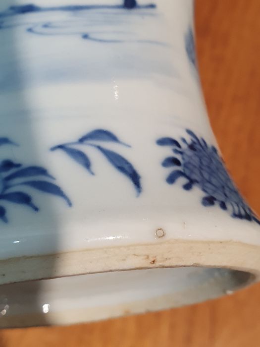Chinese blue and white vase of baluster form decorated with pagodas and lake scene, within a - Image 22 of 22