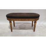 Possibly 19th century French stool, of rectangular form with rounded ends, finished in gilt