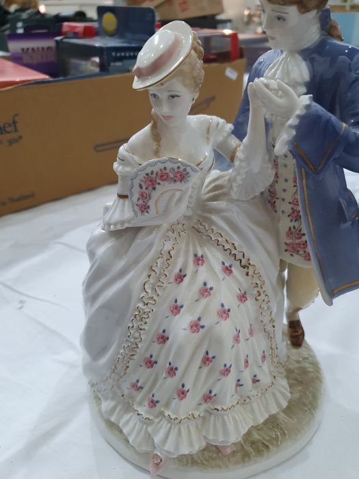 Collection of four Royal Worcester figurines to include 'Flirtation', 'The Tryst', 'The Proposal' - Image 8 of 22