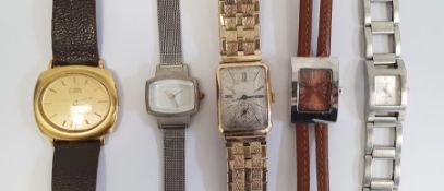 **** WITHDRAWN **** Gent's vintage 9ct gold wristwatch with rectangular dial, Roman numerals, the