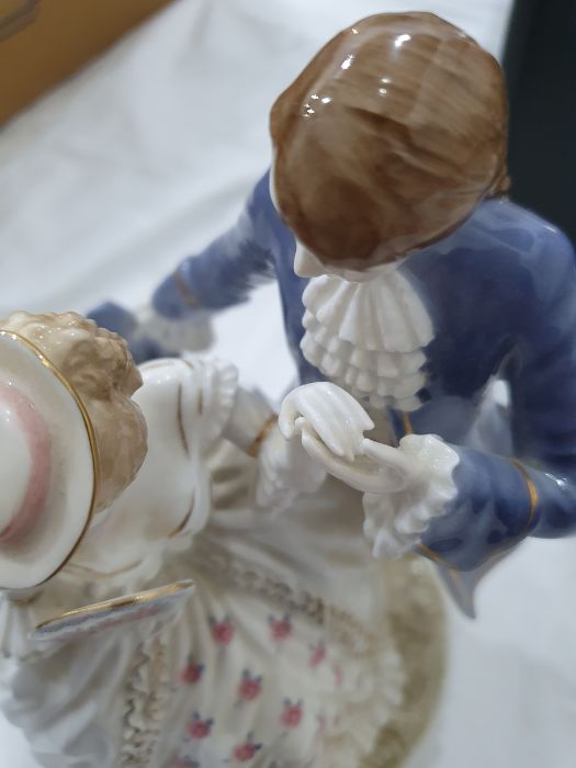 Collection of four Royal Worcester figurines to include 'Flirtation', 'The Tryst', 'The Proposal' - Image 7 of 22