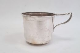 Silver mug by Horace Woodward & Co Ltd, Birmingham 1918, of plain form with engraved inscription
