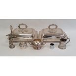 Quantity of silver plate including a pair of rectangular vegetable dishes and covers, a small
