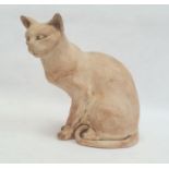 Diane Lawrenson ASWA born 1946, a pottery sculpture of a seated cat, 24cm high with provenance