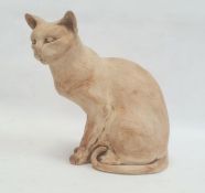 Diane Lawrenson ASWA born 1946, a pottery sculpture of a seated cat, 24cm high with provenance