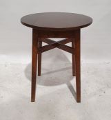 20th century oak circular table on square section supports, 61.5cm diameter