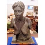 Katharine J Miller B.F.A half-length plaster sculpture of a female nude, with bronze-effect