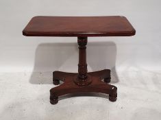 Early Victorian height adjustable table, the rectangular top with rounded corners and moulded