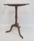 19th century side table, the rectangular top on turned pedestal, three ogee supports