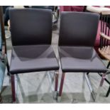 Pair of modern office chairs each with leatherette upholstered seat and back, chrome bases (2)