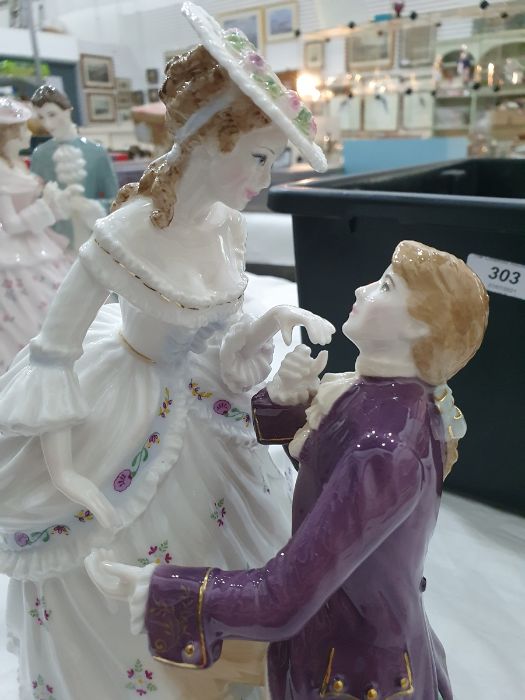 Collection of four Royal Worcester figurines to include 'Flirtation', 'The Tryst', 'The Proposal' - Image 17 of 22