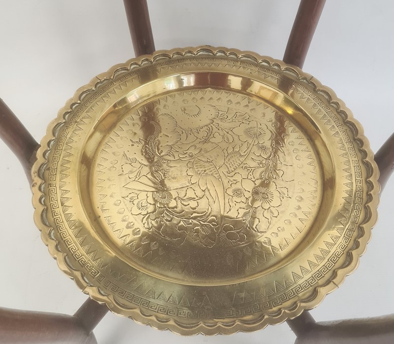 Two-tier Eastern hardwood occasional table, the folding bamboo-effect stand fitted with two brass - Image 2 of 4