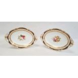 Pair of Royal Crown Derby dishes each of shaped oval form with pierced acorn and oak leaf handles