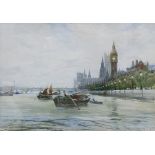 Charles J. Lauder (1841-1920) Pair of watercolours The Houses of Parliament and St. Paul's from