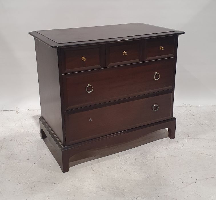 Stag Minstrel chest of three short and two long drawers, on bracket feet, 82cm x 71cm Condition