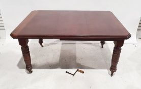 Late Victorian mahogany extending dining table, the rectangular top with canted corners and