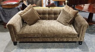 Modern sofa in brown ground upholstery, black feet Condition ReportApprox. Dimensions; Width 200cm x