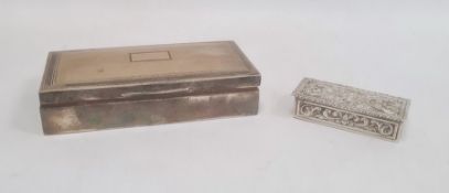 Silver cigarette box by Abrahams Bros, Birmingham 1927 of rectangular form with engine-turned