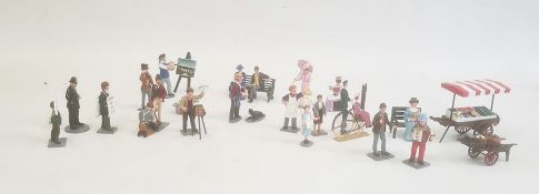 Small collection of TM painted metal model figures of Victorian life, to include artist and easel,