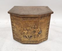 Embossed brass coal box