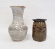 Studio pottery baluster shaped vase with impress potter's mark to base (24cm) together with a studio
