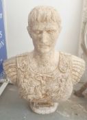 Concrete bust of a Roman Emperor, 72cm high