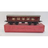 Hornby series '0' gauge No.2 Corridor coach (first-third), no.C574, in LMS Livery (boxed)