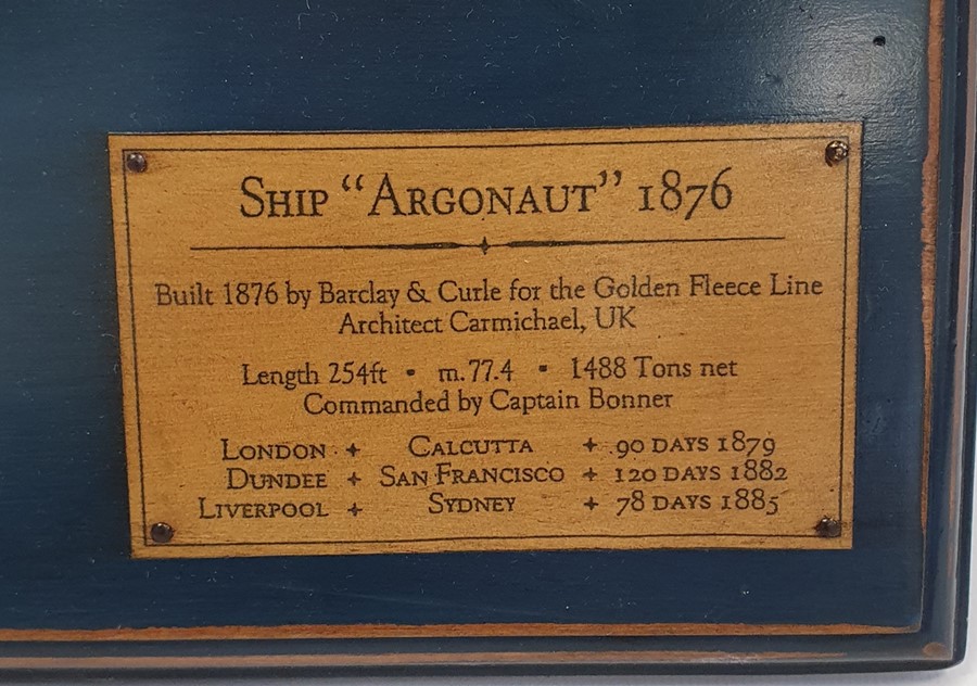 Modern wooden wall-mounted half-block model of the 1876 Argonaut ship, 94cm long - Image 2 of 2