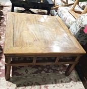 20th century Chinese hardwood low square-top coffee table, 85cm x 46.5cm Condition ReportMinor