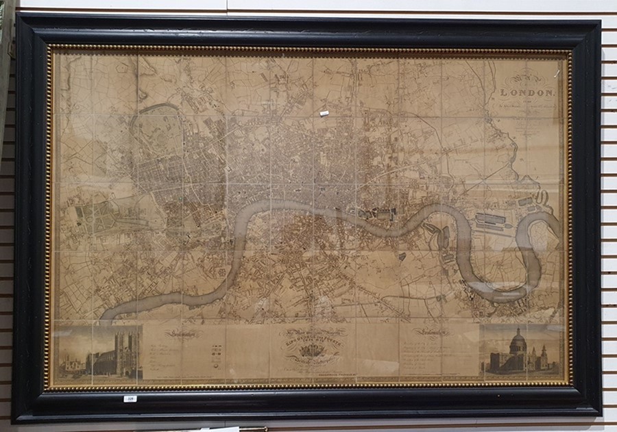 Reproduction C & J Greenwood 'Map of London', modern print 96 x 151 cm - Image 2 of 2