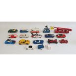 Two boxes of assorted cars and planes to include Corgi Toys Automobile Super 88, Corgi Toys