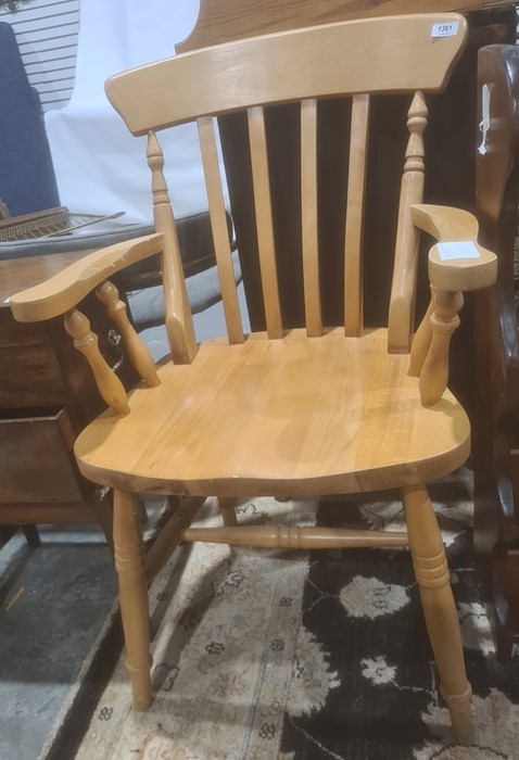 Modern beech slatback carver chair