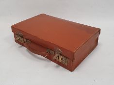 Small leather suitcase, the lid with stationery compartments