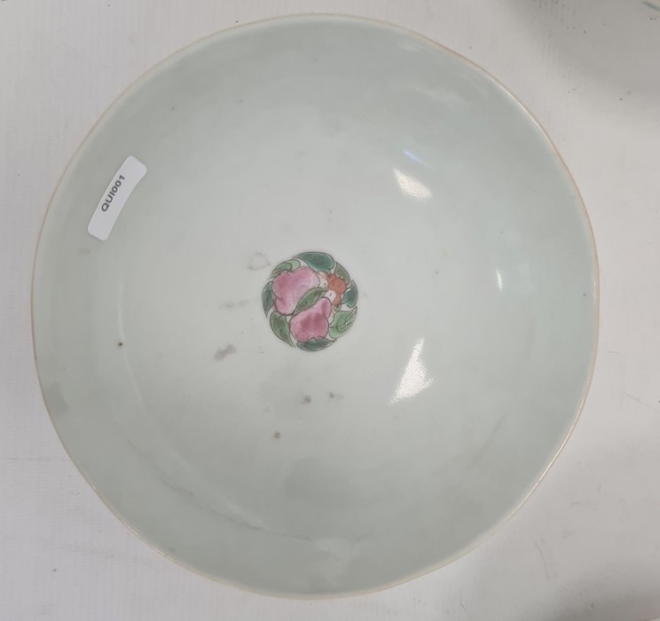 Pair of Chinese bowls, the exteriors with enamelled decoration of fruit, bats and character marks, - Image 2 of 17