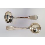 George IV silver fiddle pattern sauce ladle by Jonathan Hayne, London 1823, approx. 2oz and a silver