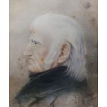 W. C. Steer - 19th century Watercolour Head and shoulders portrait of an elderly man in profile,