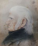 W. C. Steer - 19th century Watercolour Head and shoulders portrait of an elderly man in profile,