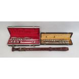 Boosey & Hawkes 'The Edgware' flute in fitted case, another flute and a recorder (3)