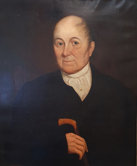 William Taylor - 19th century Oil on canvas Half-length portrait of a gentleman with stick, title