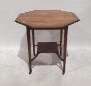 Late Victorian satinwood octagonal top banded table on square section tapering supports to