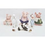 Collection of ceramic figures including Royal Dux, USSR (Lomonosov) and Wade Nat West pig money