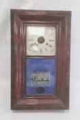 19th century American wall clock by Jerome & Co, the square enamel dial with Roman numerals and