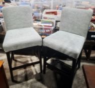 Pair of breakfast bar stools in pale blue upholstery (2)